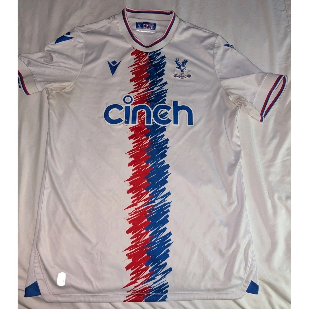 Macron Crystal Palace Adult Large White Soccer Jersey With Imperfections